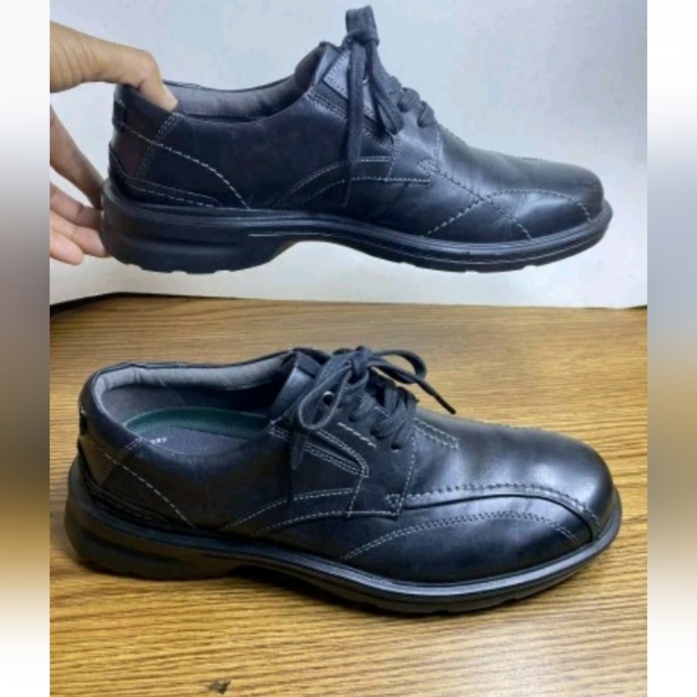 Clarks Collection Extreme Comfort Men's Black Leather Shoes Size 9M Lace Up